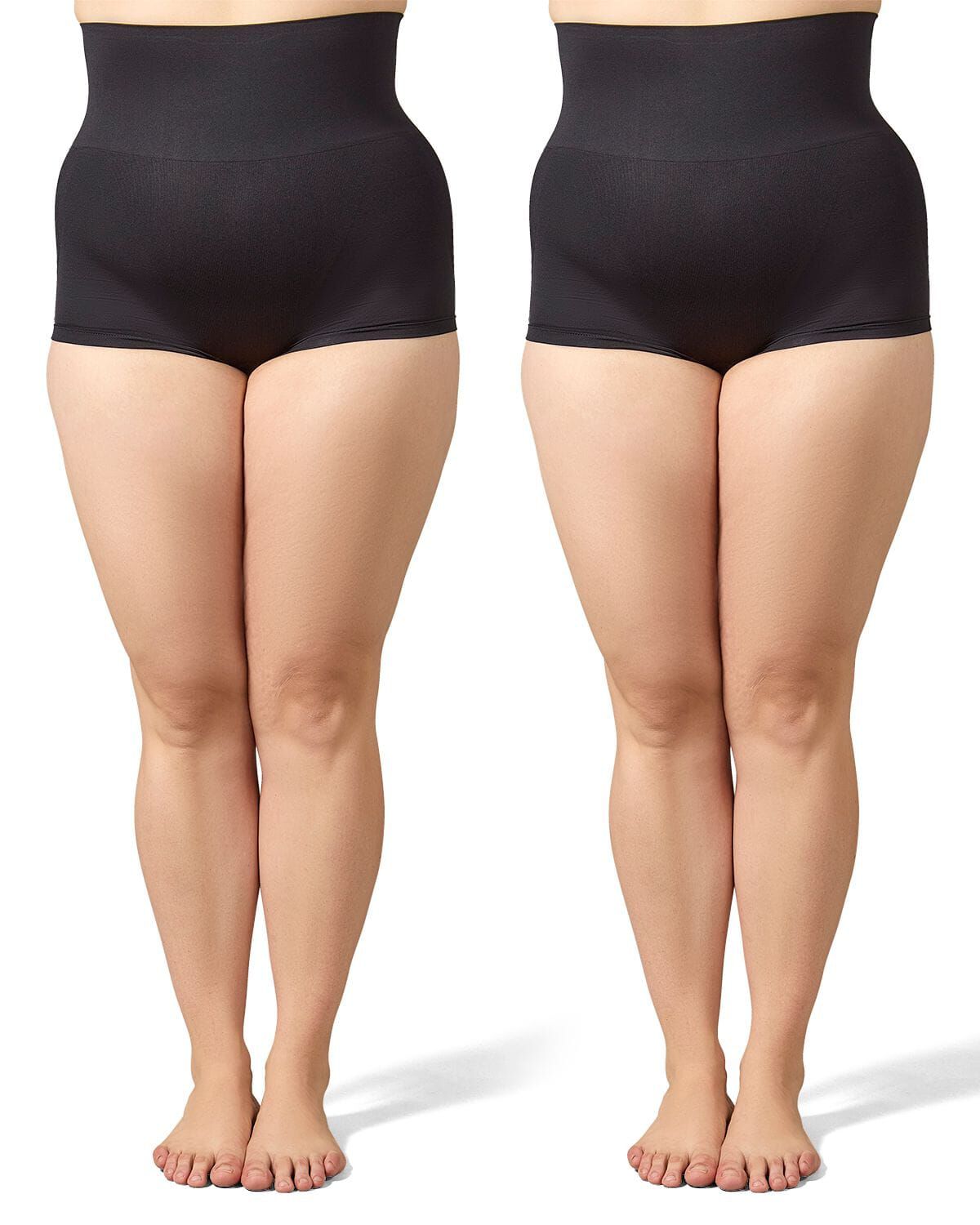 2 Pair Women's High-Waist Boy Short Shaping Briefs, BLACK, alternate image number 1