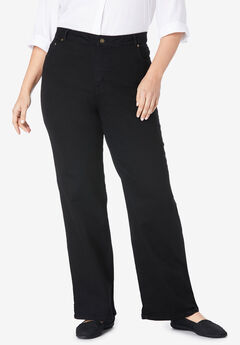 Stretch Denim Wide-Leg Five-Pocket Jeans