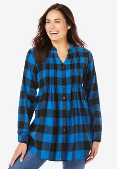 Pintucked Flannel Shirt