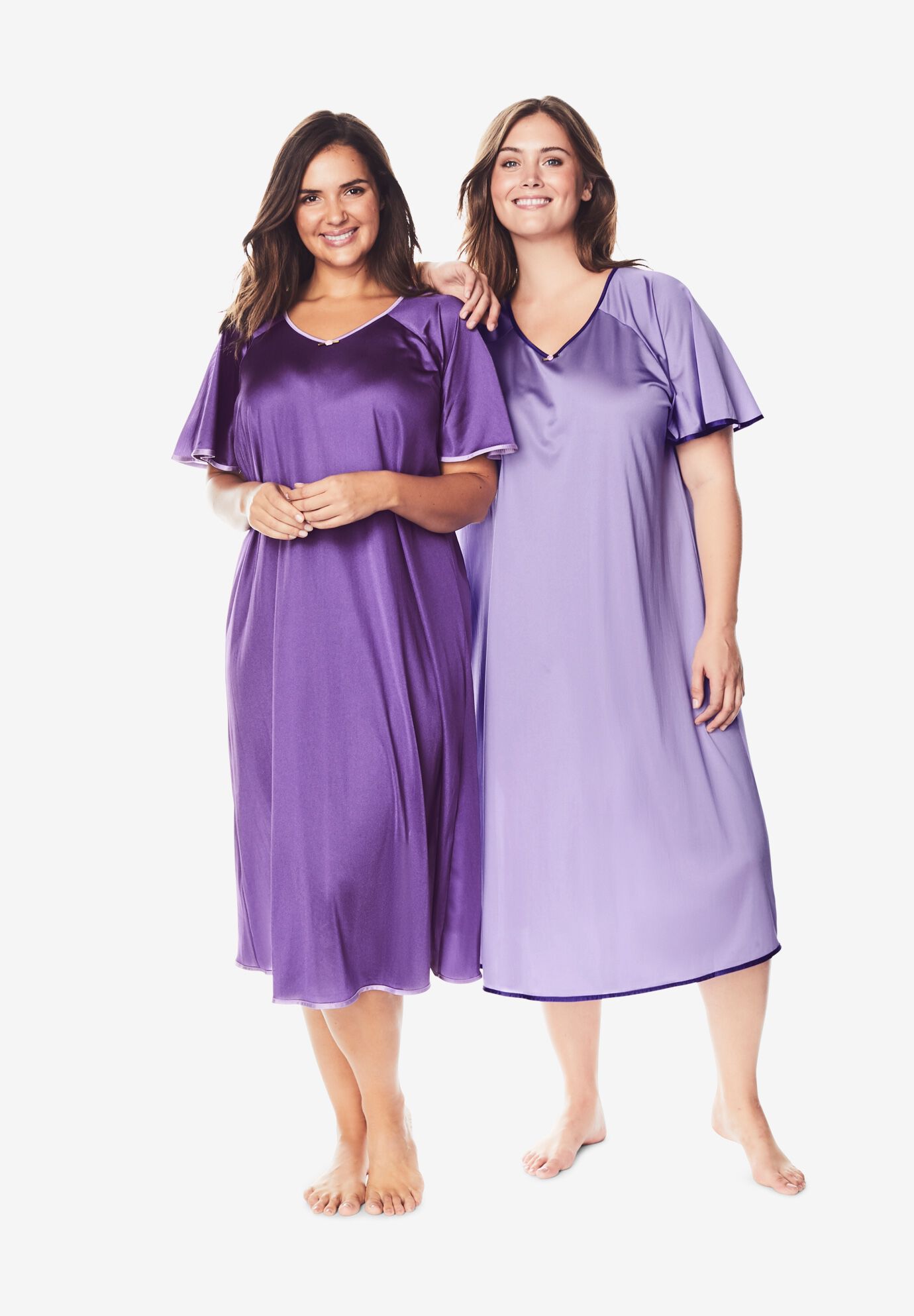 Only Necessities Womens Plus Size 2-Pack Short Silky Gown