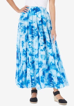 Pull-On Elastic Waist Crinkle Printed Skirt