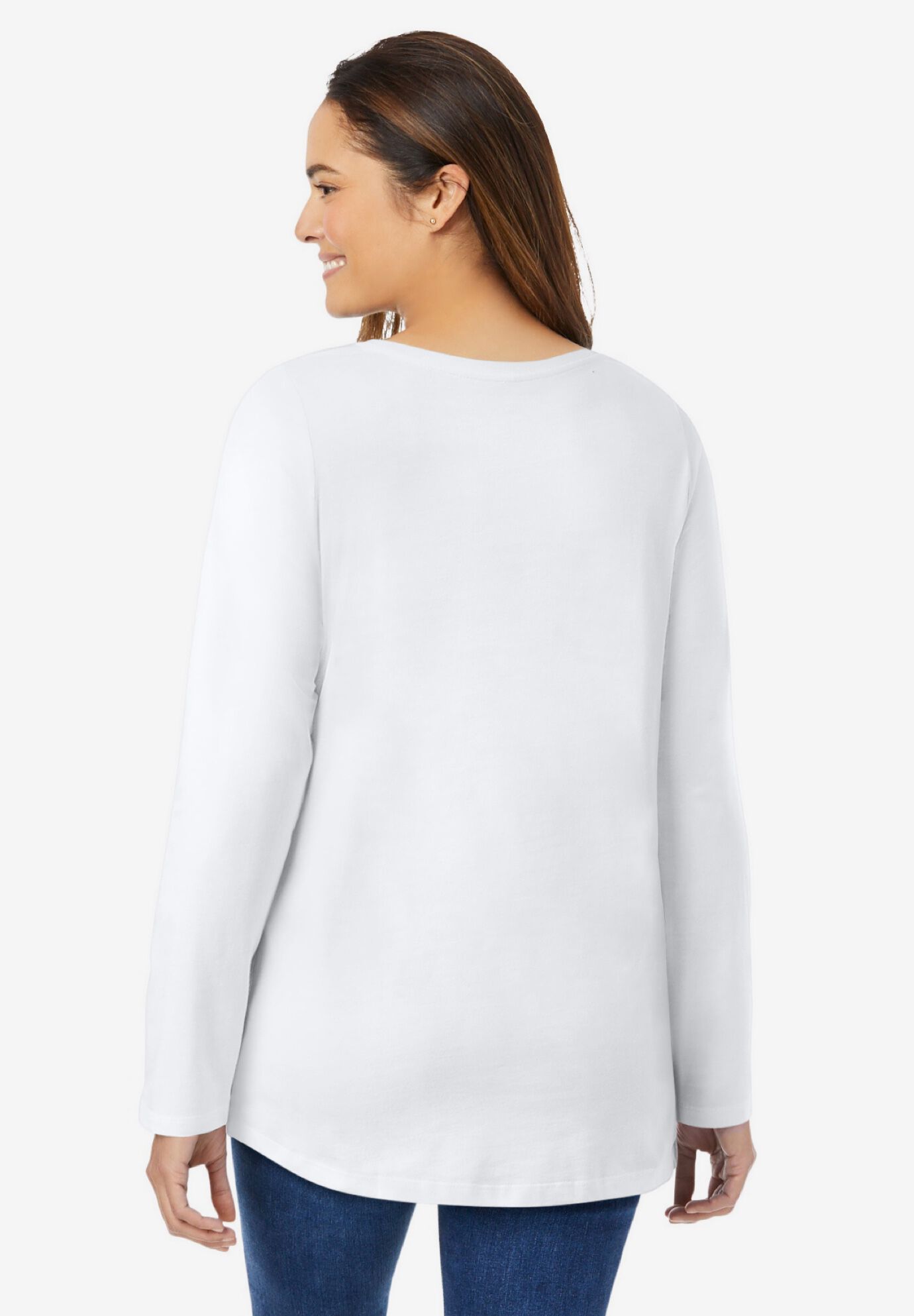 Perfect Long-Sleeve Tee for Women, White | Woman Within