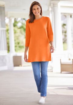 Perfect Three-Quarter Sleeve Crewneck Tunic
