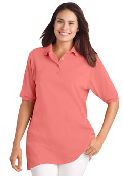 Elbow-Sleeve Polo Tunic