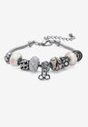 Bali Style Red Crystal Charm 8" Bracelet in Silvertone, APRIL, hi-res image number null