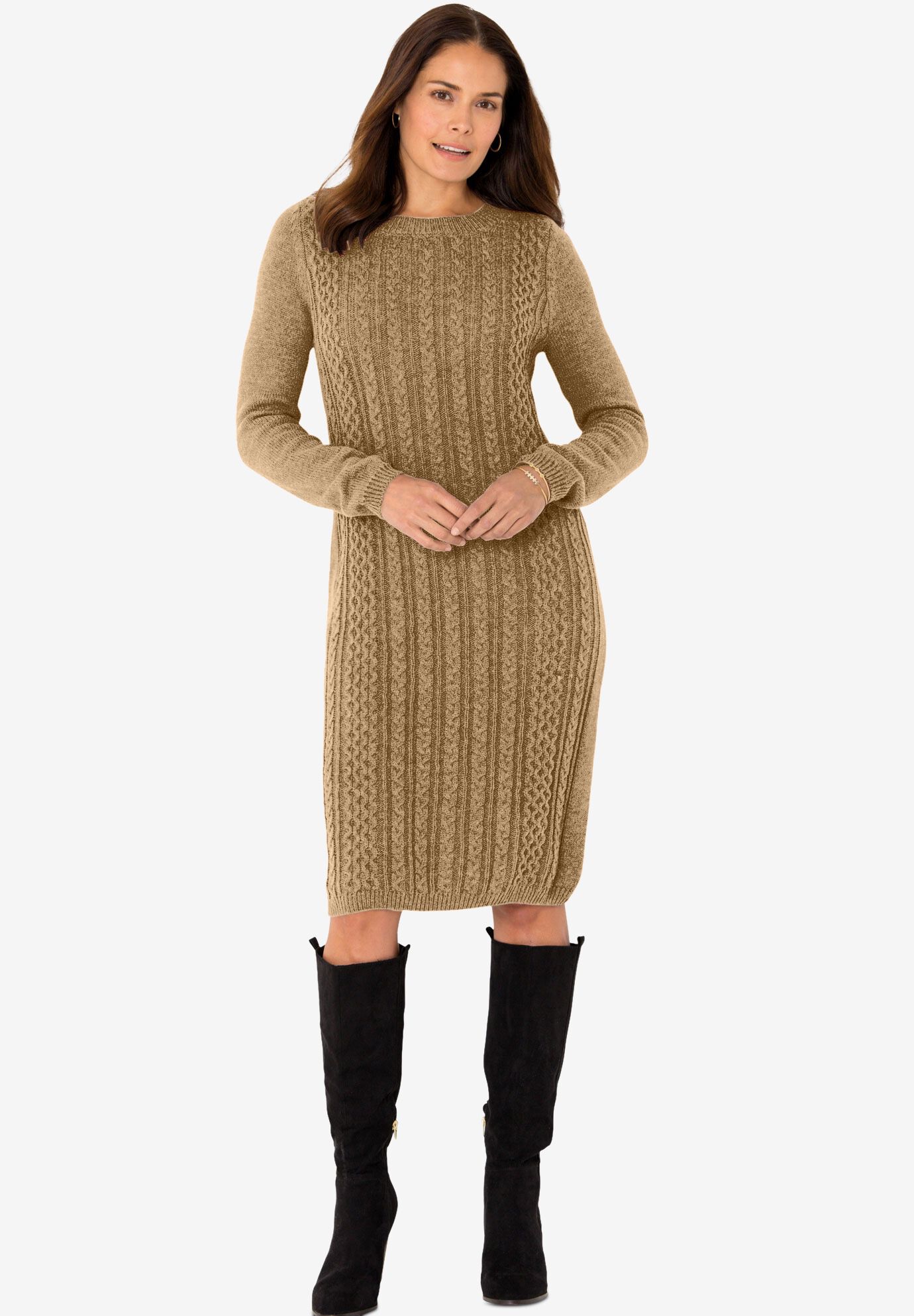 cable knit sweater dress womens