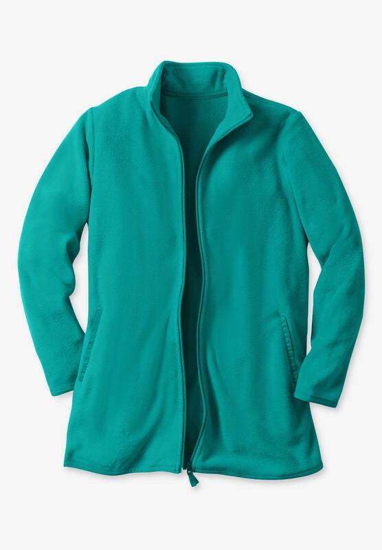 Woman Within Womens Plus Size Zip-Front Microfleece Jacket Fleece