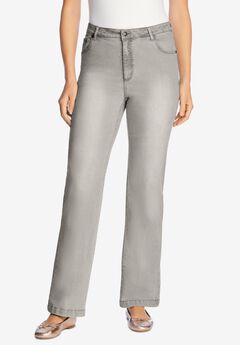 Stretch Denim Wide-Leg Five-Pocket Jeans