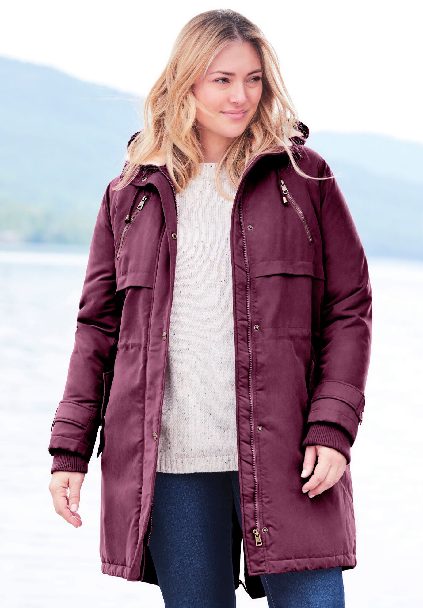 Hooded twill 2025 jacket womens