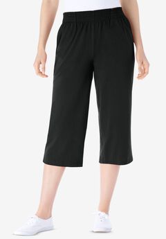 Elastic-Waist Knit Capri Pant