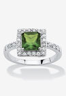 Simulated Birthstone and Crystal Halo Ring in Sterling Silver, AUGUST, hi-res image number null