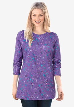 Perfect Printed Long-Sleeve Crewneck Tee
