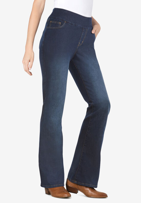 Alfabet Spanning Keuze Flex-Fit Pull-On Bootcut Jean | Woman Within