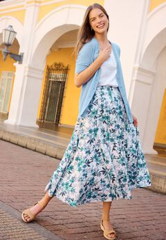 Wide Elastic Waist Skirt