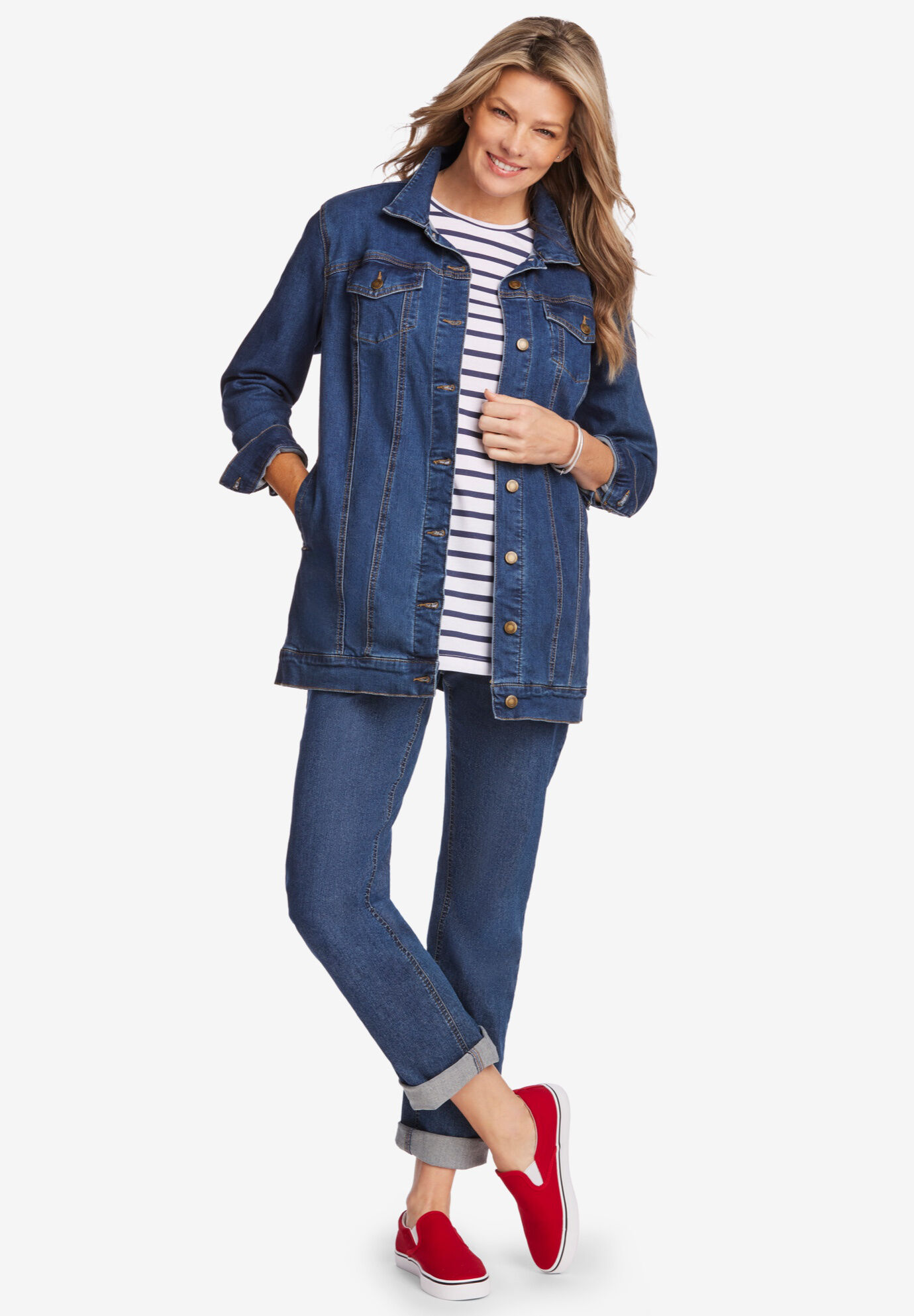 Long Trench Womens Spring Denim Jacket Jeans Single breasted coat shirt  Clothes | eBay