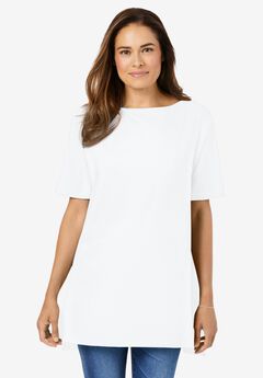 Perfect Short-Sleeve Boatneck Tunic