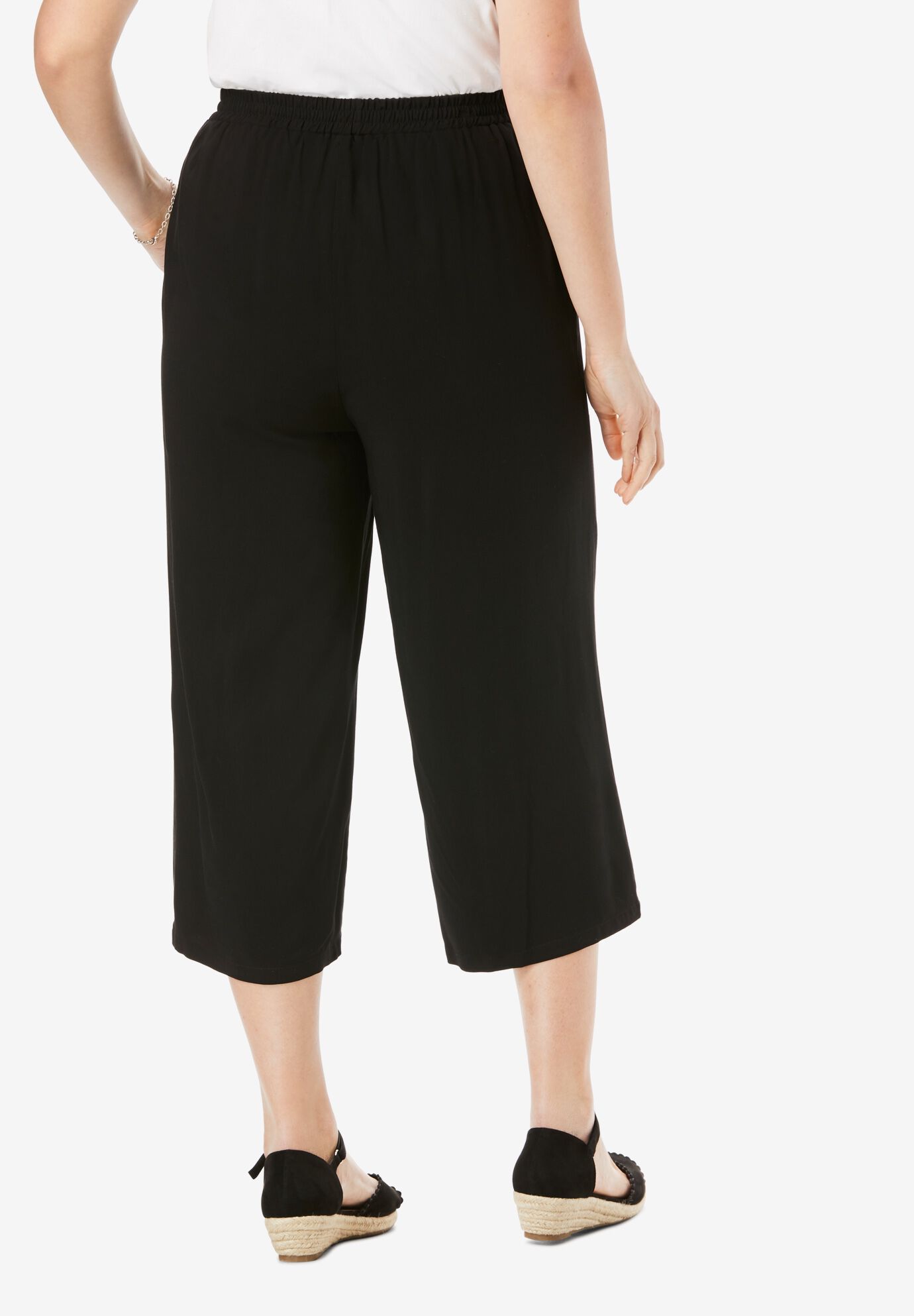 Pull On Capri w/ Waistband Ruffle - Canvas