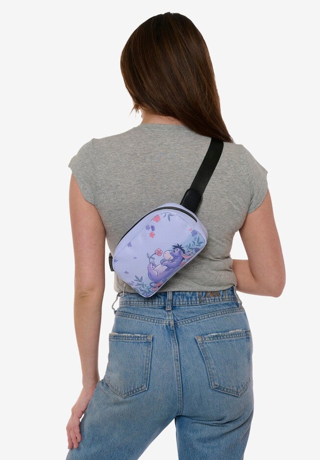 Disney Winnie The Pooh Eeyore Belt Bag Crossbody Zippered Floral Faux Leather, , alternate image number 2