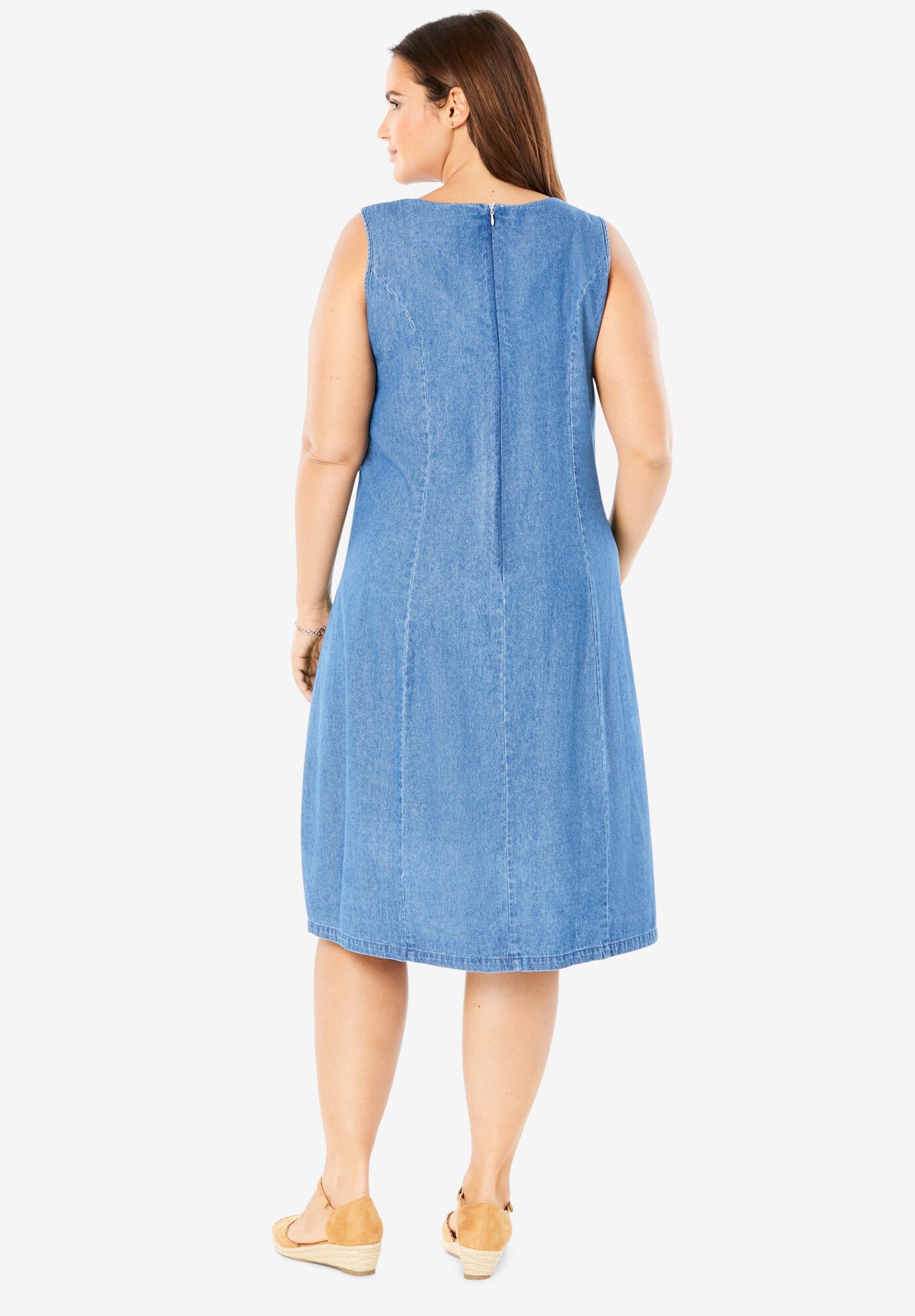 woman within denim dress
