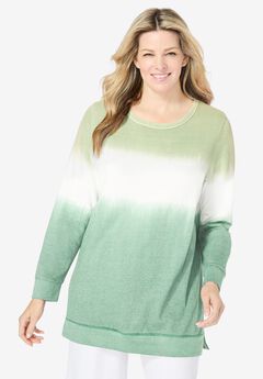 Tie-dyed knit sweatshirt tunic