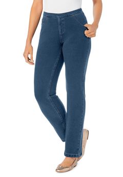 Straight-Leg Stretch Knit Denim Five-Pocket Jeans