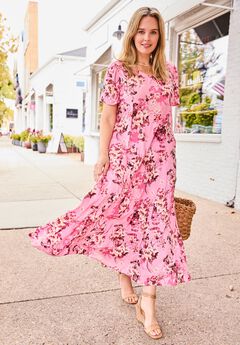 Short-Sleeve Crinkle Dress