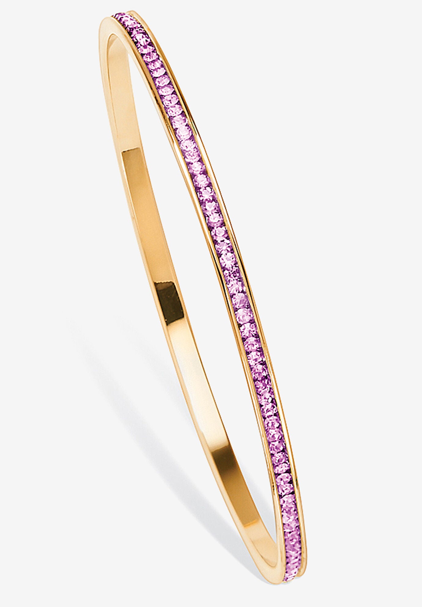 Gold Tone Stackable Eternity Bangle Bracelet Birthstones 7.5 inches, JUNE, hi-res image number 0