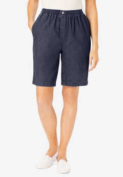 7-Day Elastic-Waist Cotton Denim Short