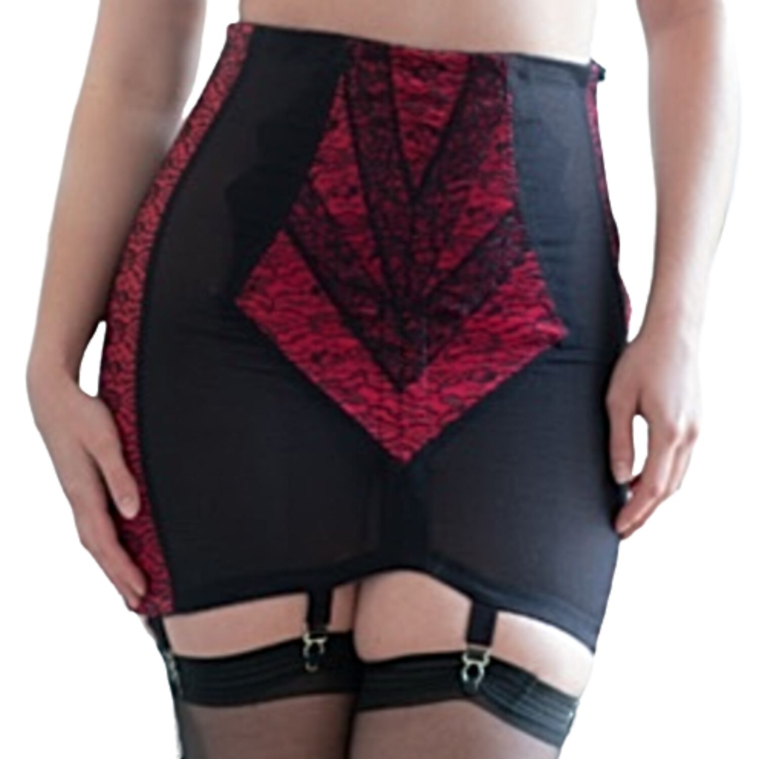 High Waist Open Bottom with Side Zipper, RED BLACK, hi-res image number 0
