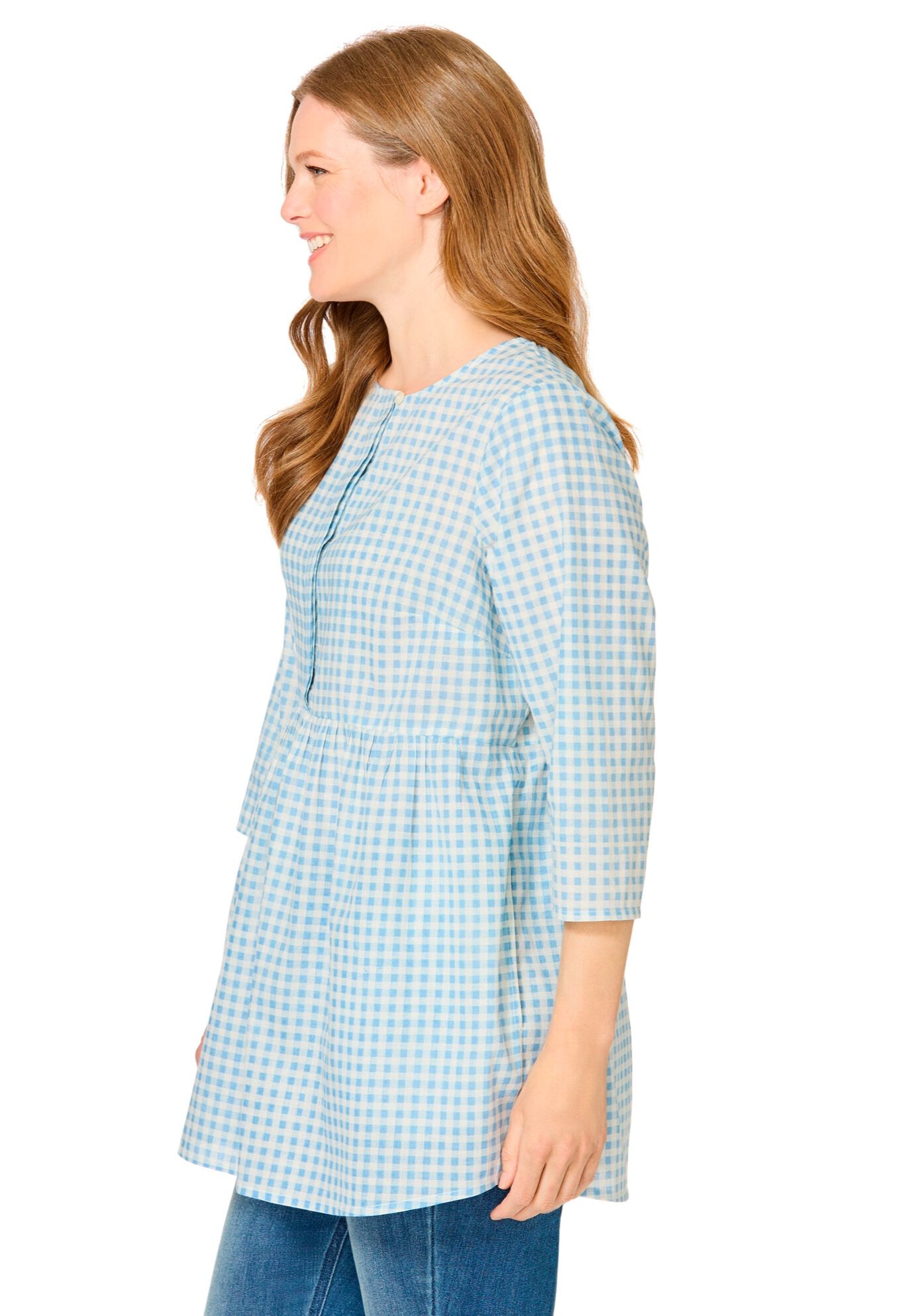 Empire Waist Blouse, FRENCH BLUE GINGHAM, alternate image number 2