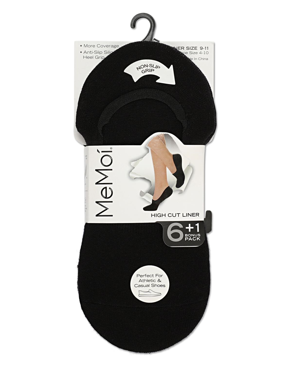 High-Cut Cotton Blend Sneaker Liner 7 Pack, BLACK WHITE, alternate image number 3