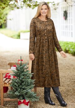 21-Button Velour Dress