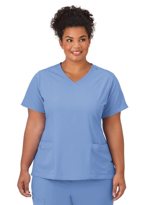 Jockey Scrubs Women's Mock Wrap Top, BLUE, hi-res image number null