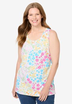 Plus Size White Sleeveless Tops