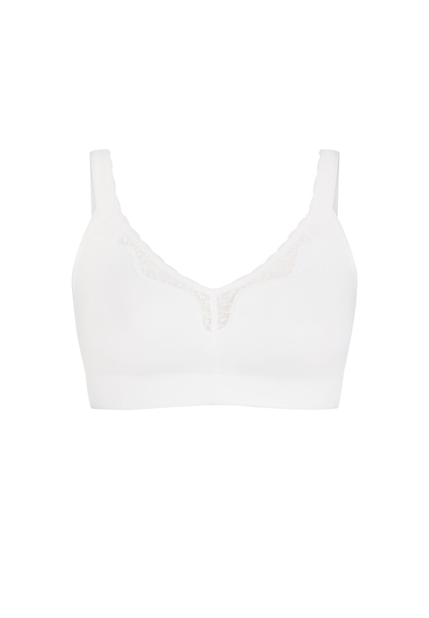 Comfort Cotton Wire Free Lace Bra, WHITE, alternate image number 2