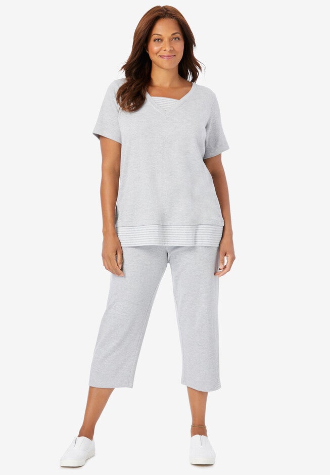 Striped Inset & Capri Set, , alternate image number 1