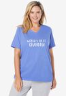 Cotton V-Neck PJ Top, BLUE VIOLET BEST GRANDMA, hi-res image number null