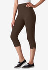 Stretch Cotton Capri Legging, CHOCOLATE, hi-res image number null