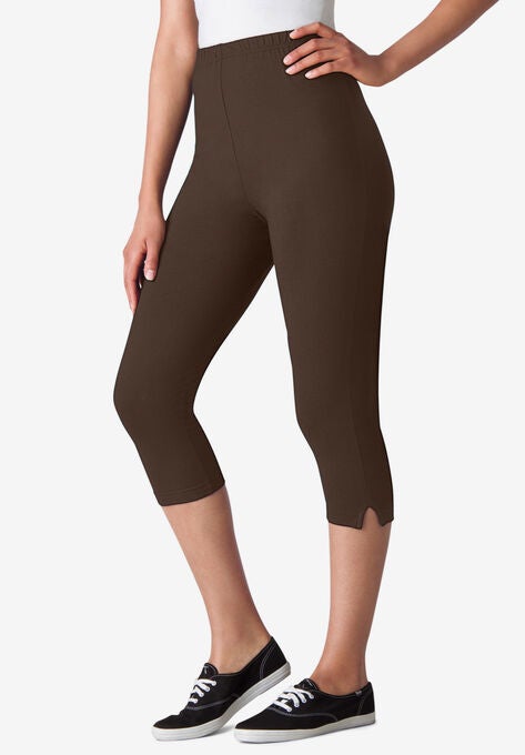 Stretch Cotton Capri Legging, CHOCOLATE, hi-res image number null