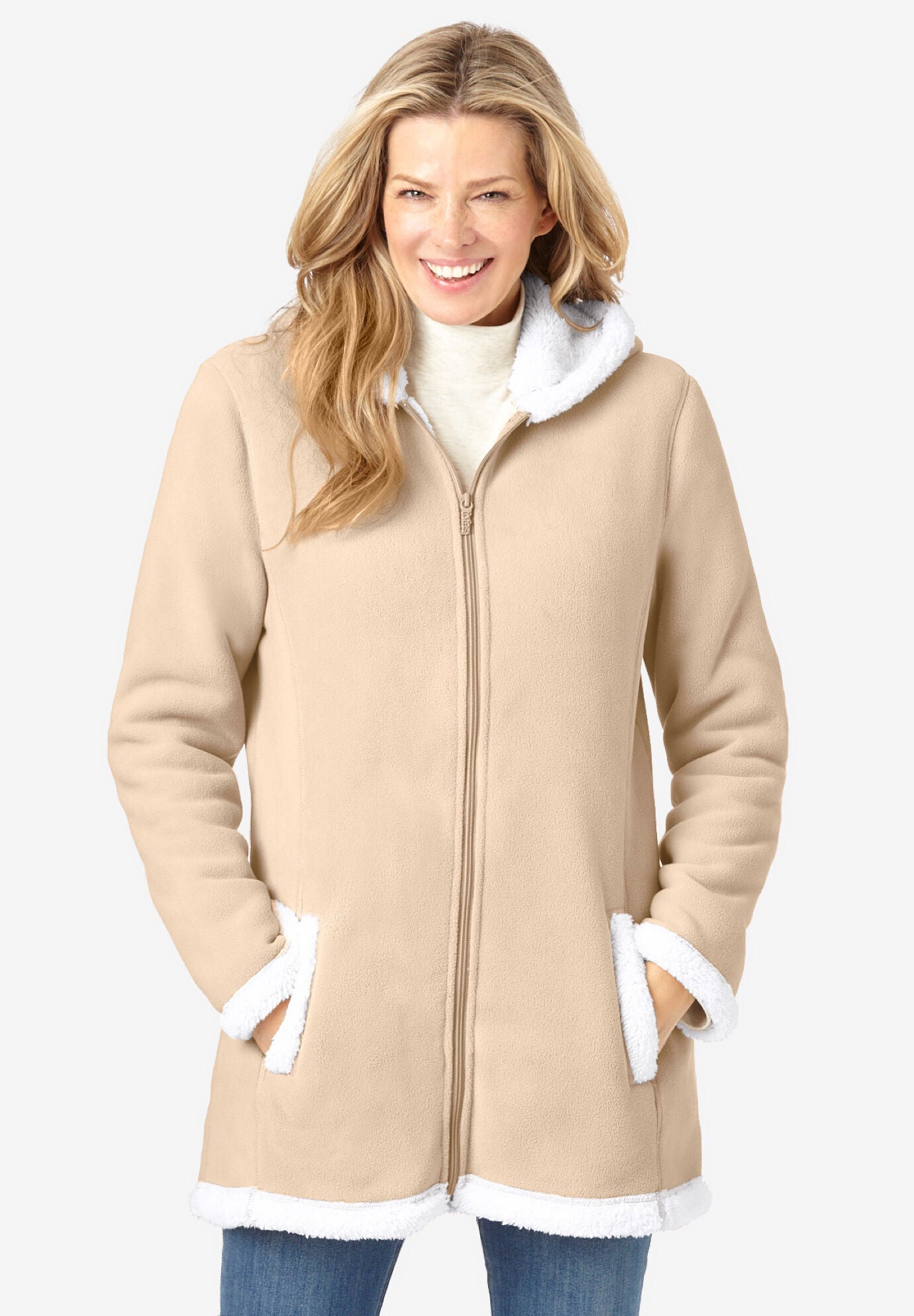L'Appartement AMERICANA Side Zip Parka◆ Winter Side-Snap Parka - Zip-Front A-Line Style, Navy | Woman Within