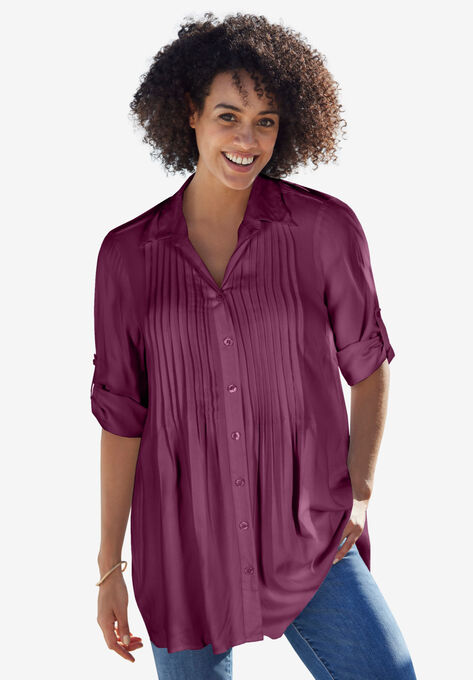 Pintucked Print Tunic Shirt | Woman Within
