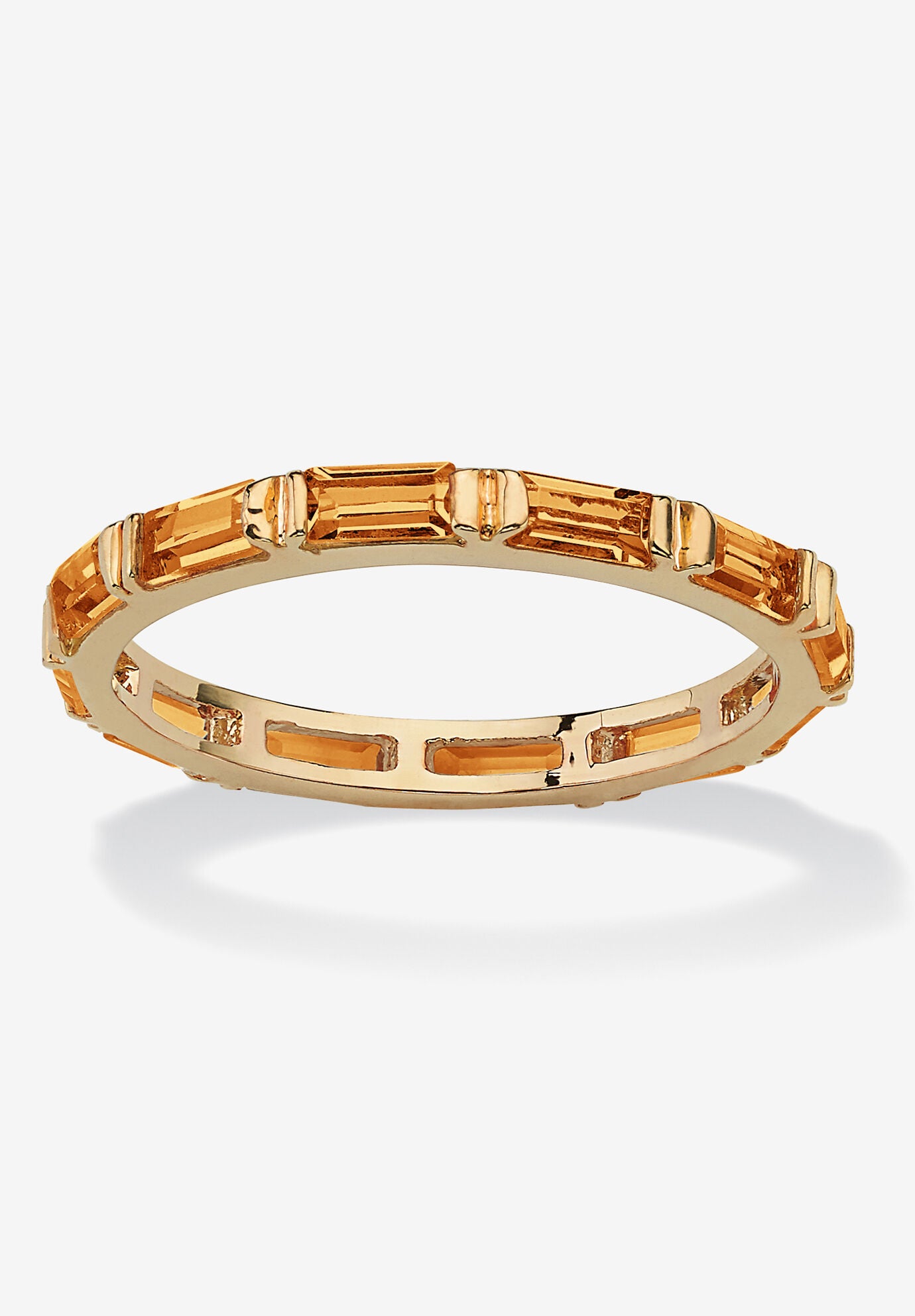 14K Yellow Gold-Plated Birthstone Baguette Eternity Ring, NOVEMBER, hi-res image number 0