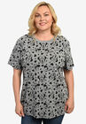 Disney Women's Minnie Mouse Hearts All-Over T-Shirt Gray, GRAY, hi-res image number null