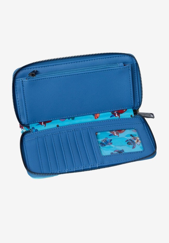 Loungefly x Disney Stitch Zip Around Wallet Color Block, BLUE, alternate image number 2