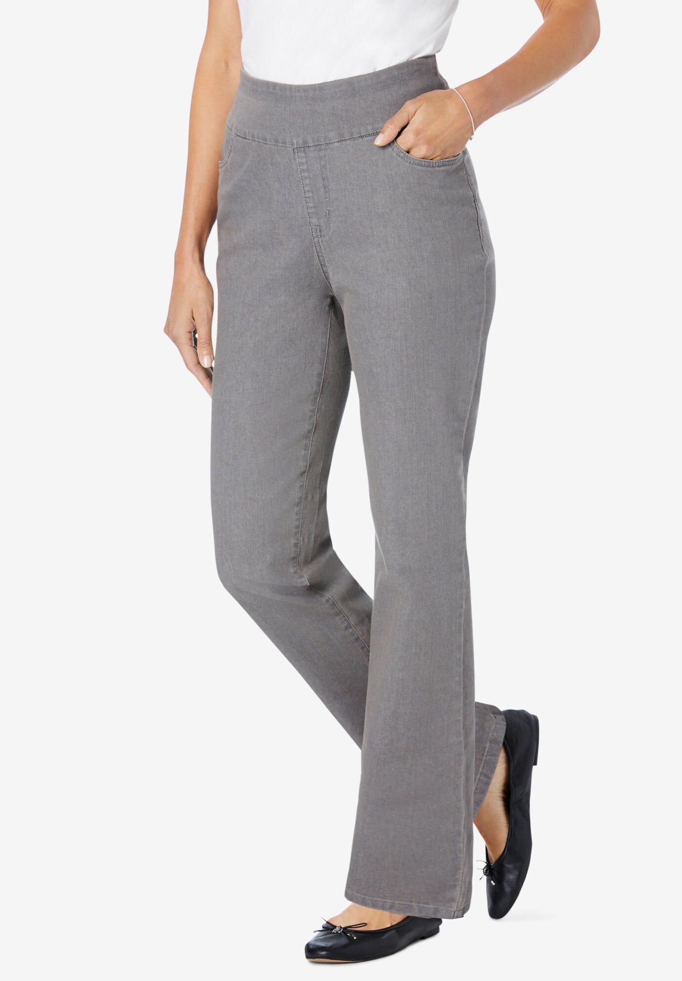 Flex-Fit Pull-On Bootcut Gap-Free Stretch Denim Jeans, GREY DENIM, hi-res image number 0