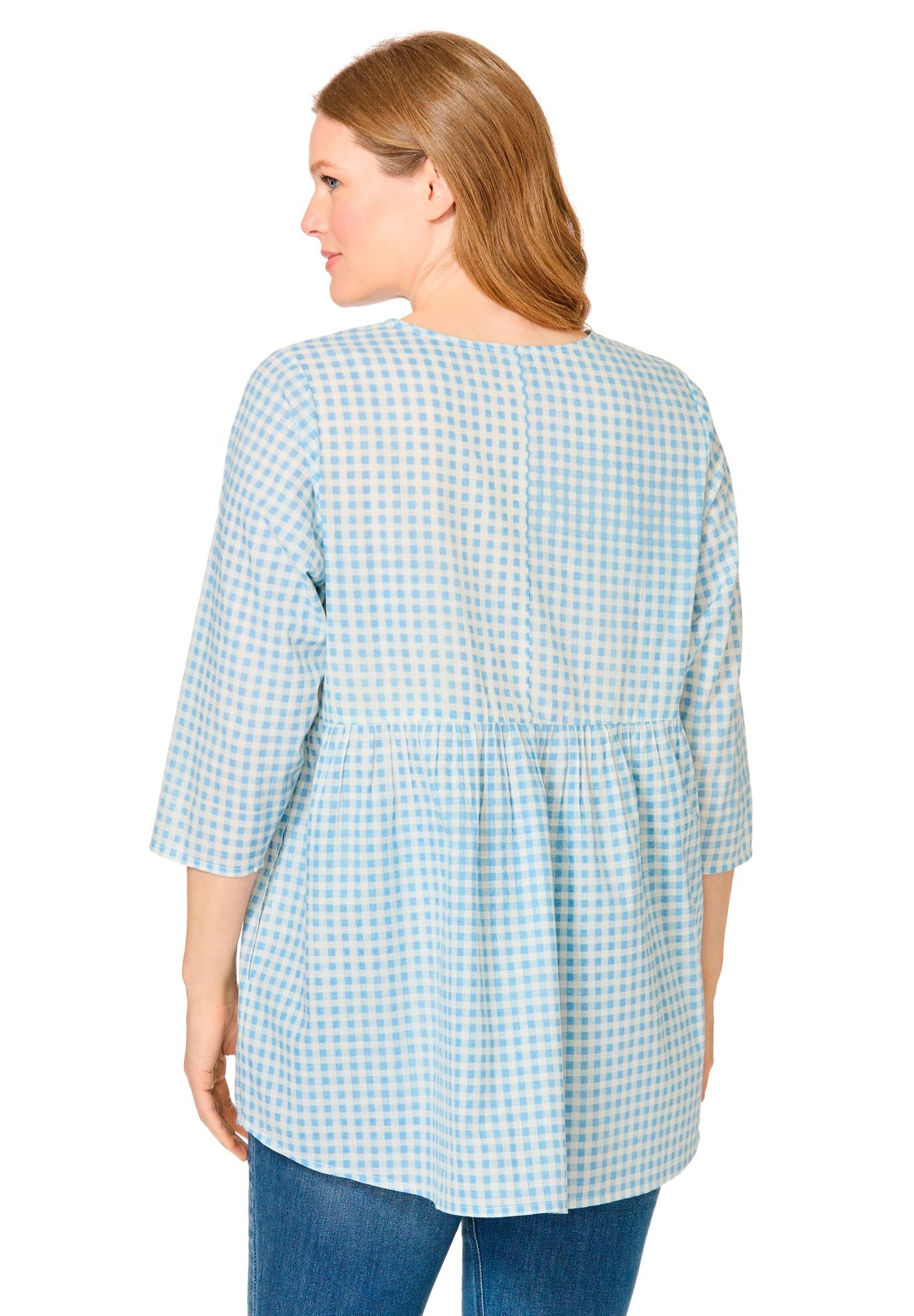 Empire Waist Blouse, FRENCH BLUE GINGHAM, on-hover image number 1