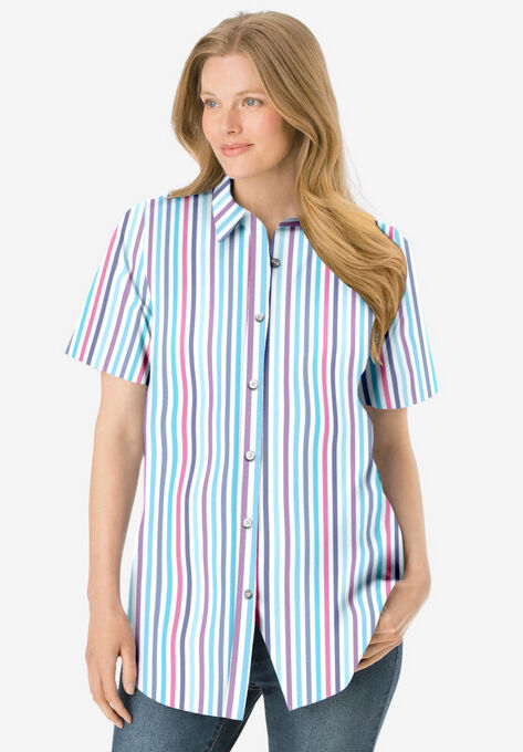 Perfect Short Sleeve Shirt, MULTI STRIPE, hi-res image number null