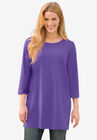 Perfect Three-Quarter-Sleeve Scoop-Neck Tunic, PETAL PURPLE, hi-res image number null