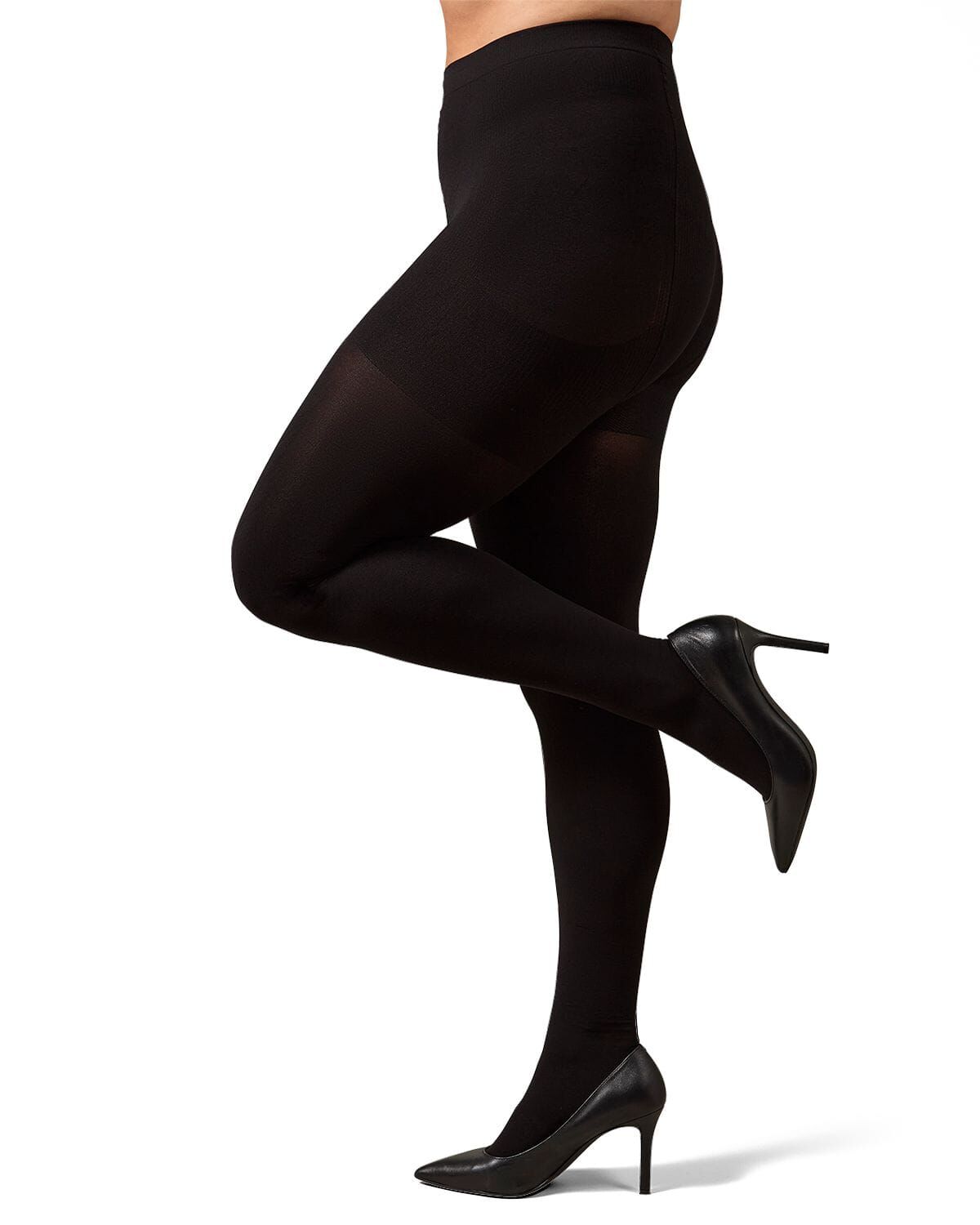 Women&#39;s FirmFit Opaque 90 Denier Control Top Tights, BLACK, hi-res image number 0