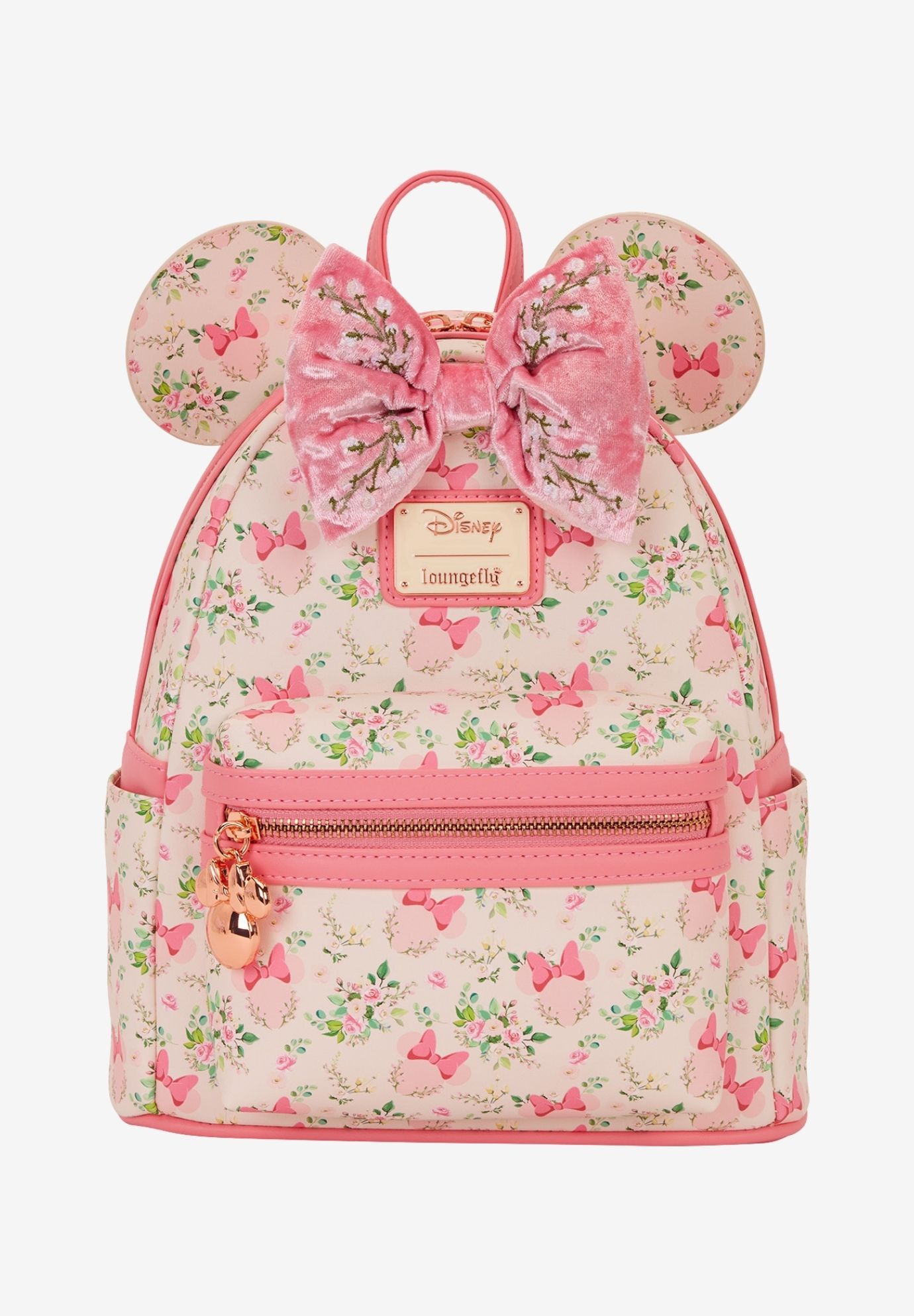 Loungefly x Disney Minnie Mouse Floral Mini Backpack, WHITE, hi-res image number 0